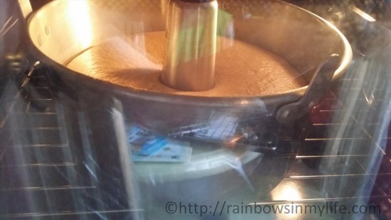 Chocolate Chiffon Cake - in the oven