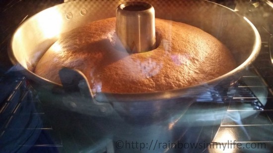 Coffee Chiffon Cake - in the oven