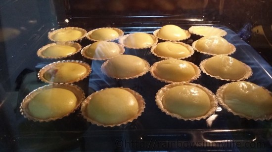 Hong Kong Style Egg Tarts - in the oven