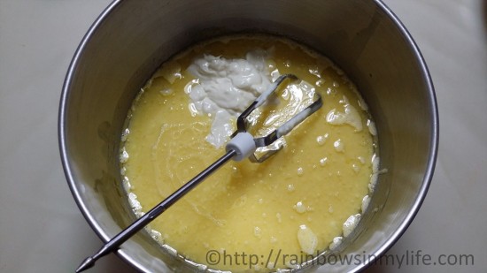 Japanese Cream Cheese Chiffon Cake - oil and cheese in yolk batter