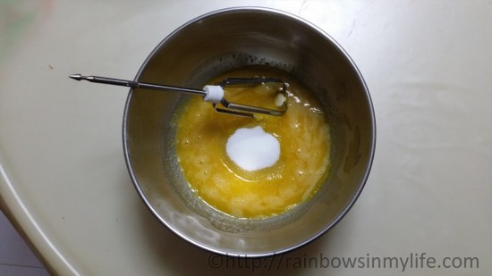 Japanese Cream Cheese Chiffon Cake - yolk and sugar