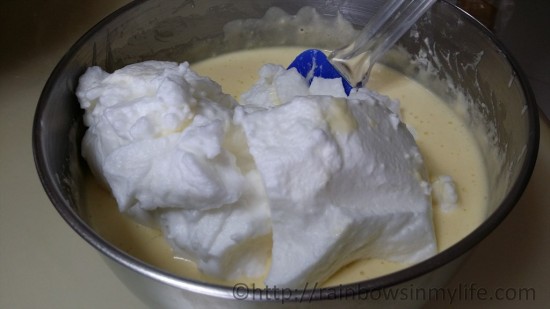 Orange Chiffon Cake - fold meringue