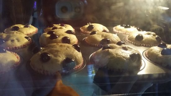 Blueberry Muffins - in the oven
