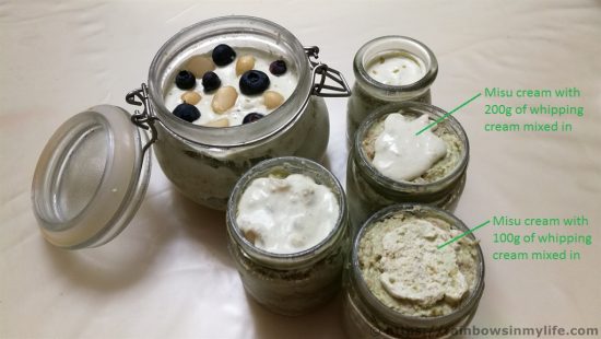 Matcha-misu Cake - different consistencies of cream