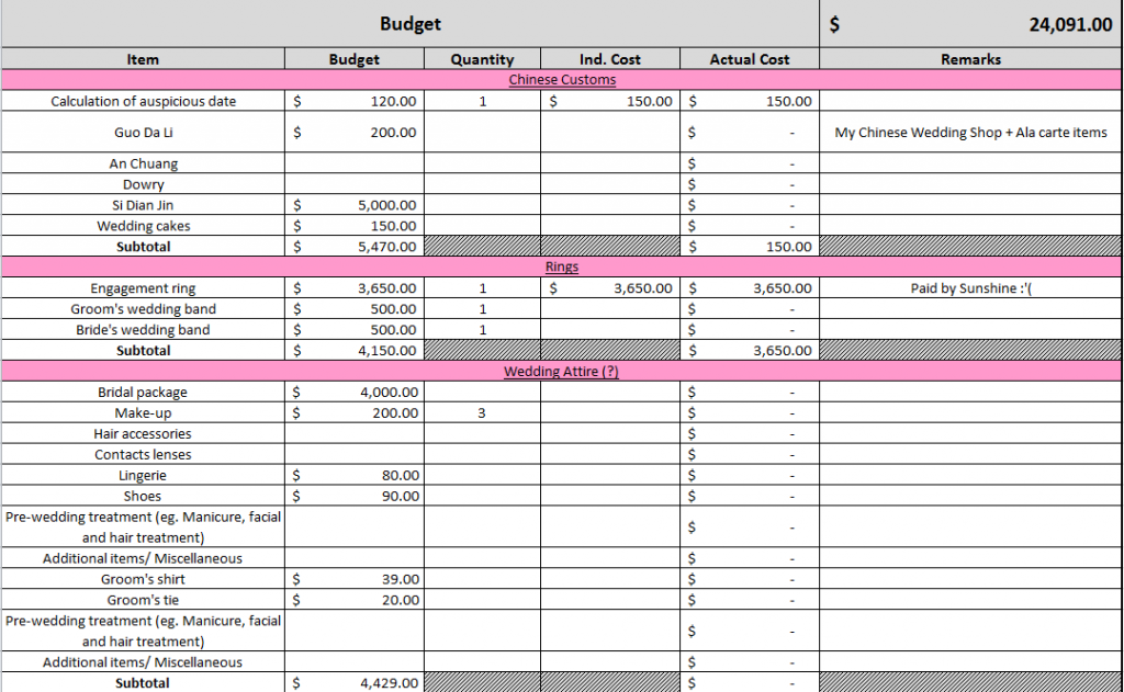 Wedding Planning Chapter 1 - Budgeting - ~Rainbows In My Life~