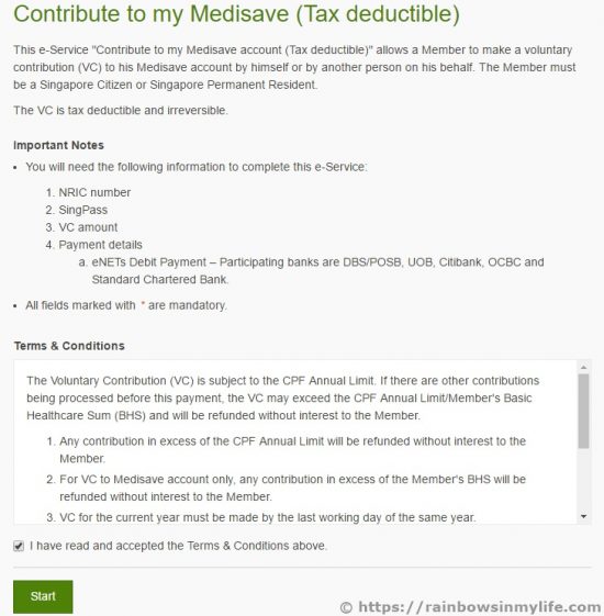 Voluntary Top Up Medisave Terms and Conditions