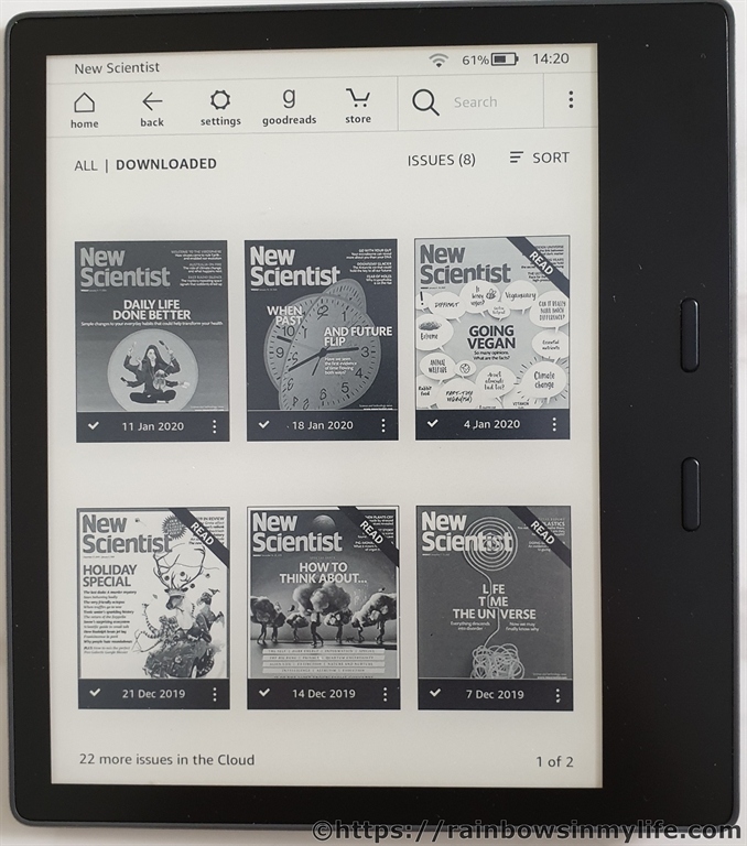 View of magazines in Kindle Oasis